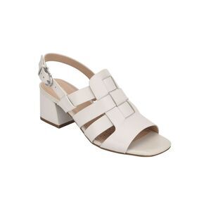 EVOLVE Womens Ivory Mona Square Toe Block Heel Leather Slingback Sandal 10 M
